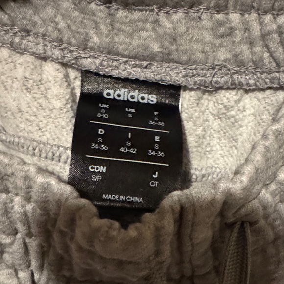 Adidas Heather Gray Track Pants with White Accents - Picture 2 of 4
